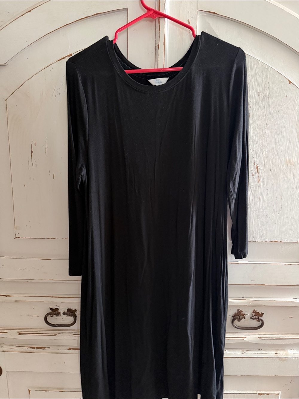 Time and Tru Black Long Sleeve A-Line Dress